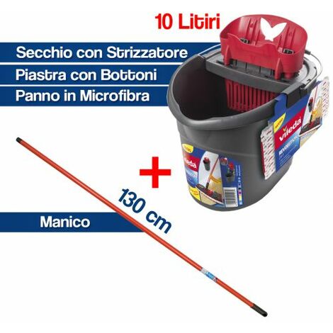 SUPERMOCIO REVOLUTION VILEDA PANNO RICAMBIO / SECCHIO STRIZZATORE 51405V CON MANICO (51404 + 30795)