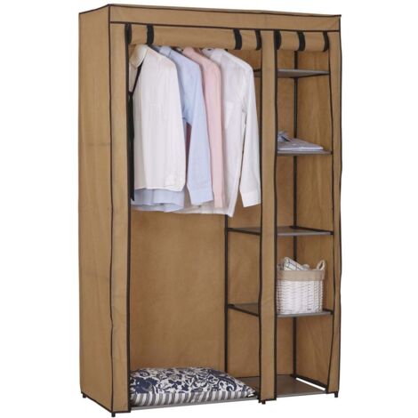 Armadio guardaroba in tessuto 110x46xH175 cm – Struttura in acciaio – Asta appendiabiti e ripiani porta oggetti – Chiusura con cerniera – Brixo (1/5)