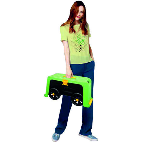 Sgabello Contenitore Carrello Multiuso Magic Green 4 in 1 con ruote 59x23x30H cm