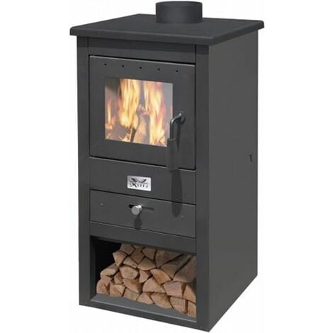 STUFA A LEGNA E CARBONE ACCIAIO ATHENA 10.5 KW NERA (38365)