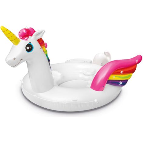 Intex 57266 Unicorno Party gonfiabile isola galleggiante cm 503x335x173 in vinile multistrato con sedili e toppa di riparazione