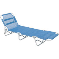 LETTINO SPIAGGIA SENZA PARASOLE 'SABAUDIA' cm 188 x 58 x h 27 - telo blu LIF