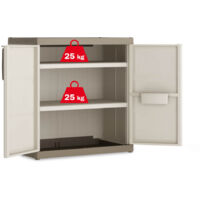 Armadio basso excellence xl in resina robusto bianco tortora 89x54x93 keter