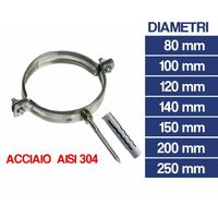 Collare Fascetta Murale Dm 80 Mm Acciaio Fissaggio Tubi Canne Fumarie Diankamin