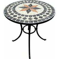Domus tavolo mosaico modello capri con struttura in ferro e superficie in pietra cm60x70h