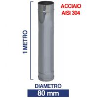 Stufa a pellet in acciaio inox 80 mm tubo di scarico AISI 304 2x1m