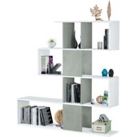 KIT LIBRERIA ZIG ZAG 145X28X145 BIANCO CEMENTO