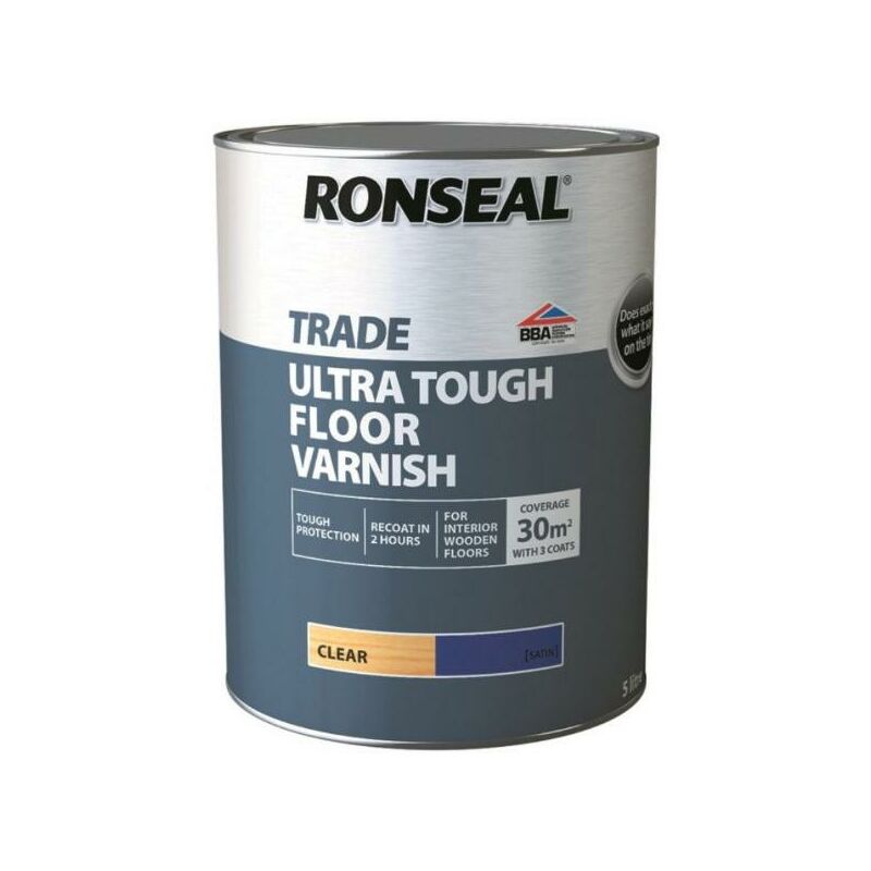 Ronseal Trade Ultra Tough Floor Varnish - Clear Satin - 2.5L