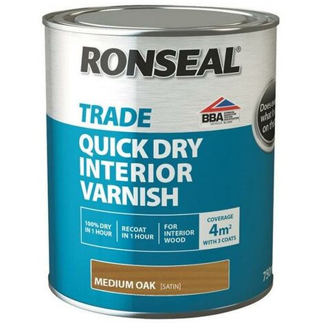 Ronseal Trade Quick Dry Interior Varnish - Medium Oak - 750ml