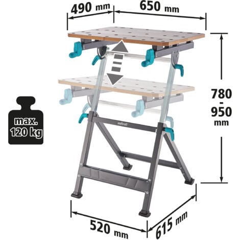 wolfcraft - Mesa de trabajo y de sujeción MASTER 650 ERGO - ref.6870000