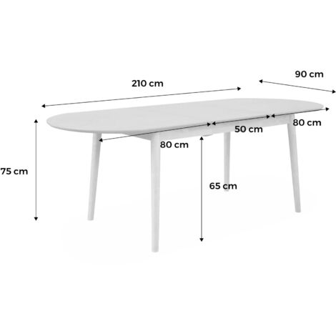 sweeek - Ausziehbarer ovaler Esstisch für 6 bis 8 Personen, 160-210cm