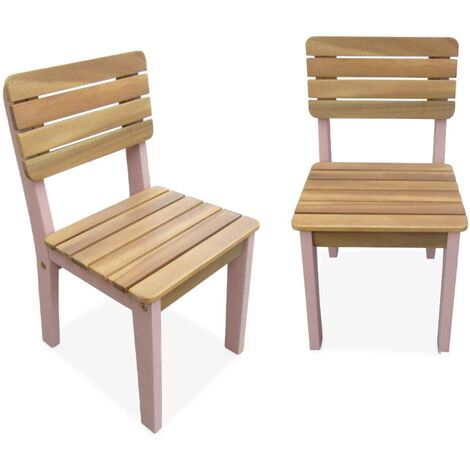 sweeek 2er Set Holzstühle für Kinder, drinnen / draußen