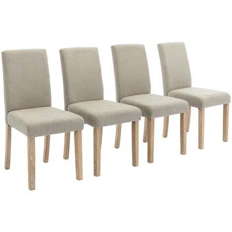sweeek - 4er Set Stühle mit Cordbezug und gekälkten Holzbeinen (1/5)