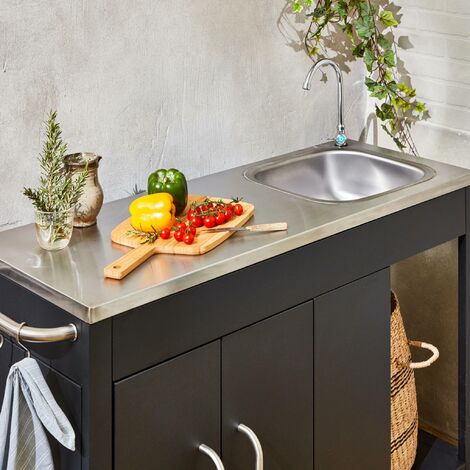 sweeek - Outdoor-Grillablagewagen aus Stahl
