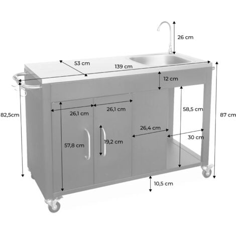 sweeek - Outdoor-Grillablagewagen aus Stahl