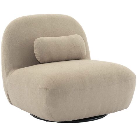 sweeek - 360°-Drehsessel mit strukturiertem Bouclé-Bezug, Strukturiertes Bouclé, Beige