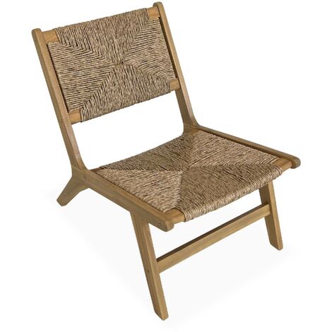 sweeek GartenRelaxsessel, Holz und Kunststoff mit Strohlook, Innen