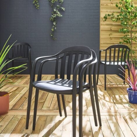 sweeek 4er Set Gartensessel aus Kunststoff, stapelbar