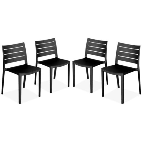 sweeek 4er Set Gartenstühle aus Kunststoff, stapelbar
