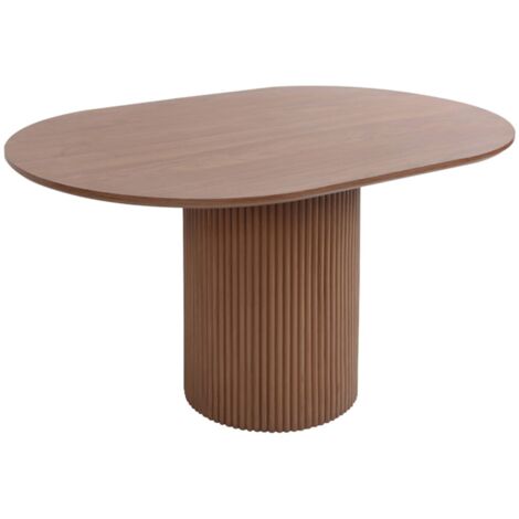 sweeek - Ovaler Couchtisch mit geriffelter Holzoptik