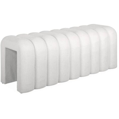sweeek - Zeitgenössische Sitzbank, Bettbank mit Stoffbezug, Polyester, Weiß