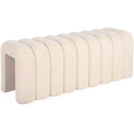 sweeek - Zeitgenössische Sitzbank, Bettbank mit Stoffbezug, Polyester, Beige