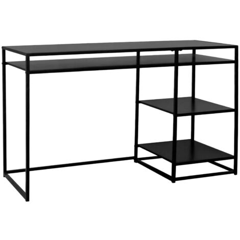 sweeek - Schreibtisch aus schwarzem Metall mit 2 Ablagen 120 cm