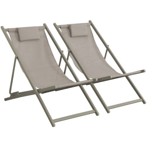 sweeek - 2er-Set Gartenliegen mit Kissen