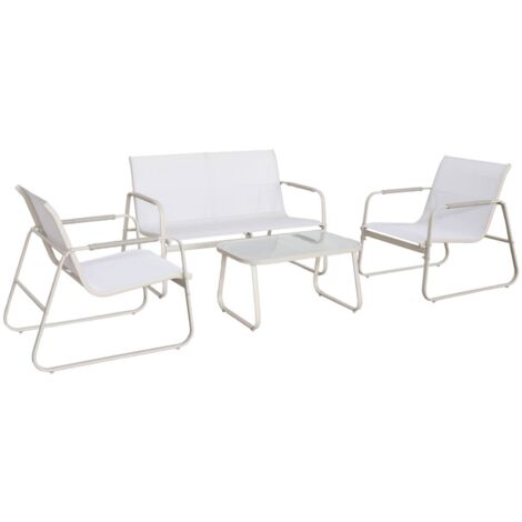 sweeek - Gartenlounge-Set aus Stahl, 4 Plätze