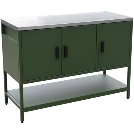 sweeek - Outdoor-Küche aus Stahl mit 3 Türen, 1 Regalboden L120 cm