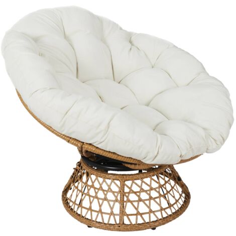sweeek - Drehbarer Papasan-Sessel aus Stahl und Polyrattan outdoor/indoor Ø96cm