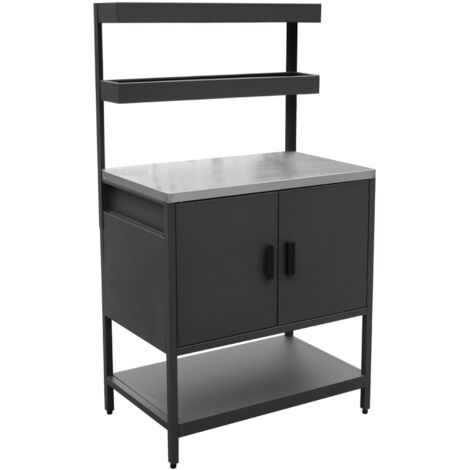 sweeek - Outdoor-Küche aus Stahl mit 2 hängenden Regalböden und 2 Türen L80 cm
