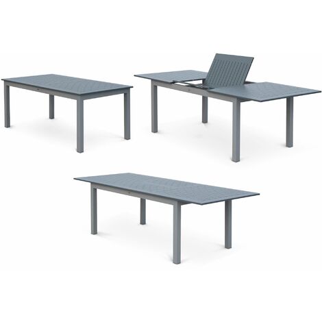 sweeek Gartengarnitur mit ausziehbarem Tisch, 8 Personen Grau