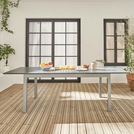 sweeek - Gartentisch ausziehbar 175/245cm Aluminium - Chicago