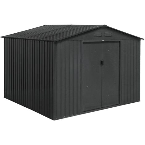 sweeek - Gartenschuppen aus Metall, grau und weiß 7,06m2
