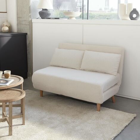 sweeek - 2-Sitzer Schlafsofa mit Bouclé-Bezug