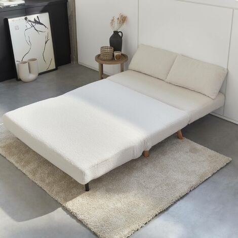 sweeek - 2-Sitzer Schlafsofa mit Bouclé-Bezug