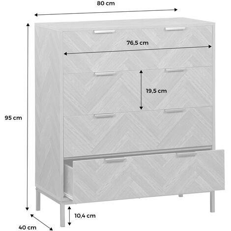 sweeek - Aufbewahrungskommode in Fischgrät-Optik, 4 Schubladen