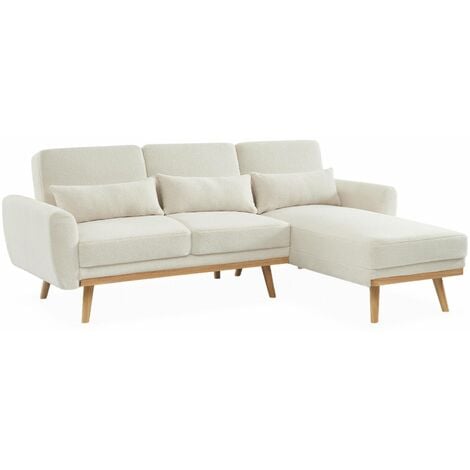 sweeek - 3-Sitzer Ecksofa mit Schlaffunktion und Bouclé Teddystoff
