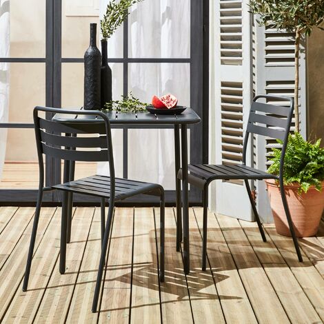 sweeek Gartentisch mit 2 Stühlen aus Stahl