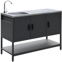sweeek - Outdoor-Küche aus Stahl mit Spüle L120 cm