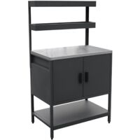 sweeek - Outdoor-Küche aus Stahl mit 2 hängenden Regalböden und 2 Türen L80 cm