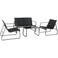 Gartenmöbel-Set aus Metall und Textilene SILVI für 4 Personen, schwarz, Modernes Design