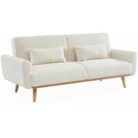 sweeek - 2-3-Sitzer Sofa mit Bouclé-Bezug Schlaffunktion und Holzbeinen