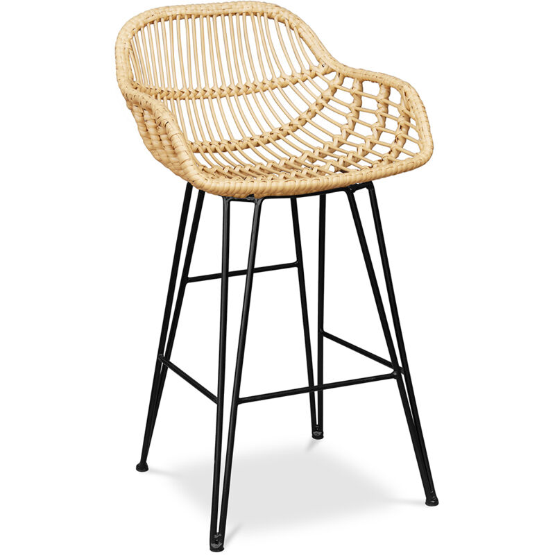 Plastic rattan store bar stools