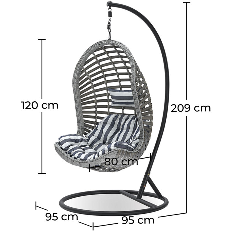 Boho Bali Garden Hanging Chair Bali Design Swing Delsin Grey