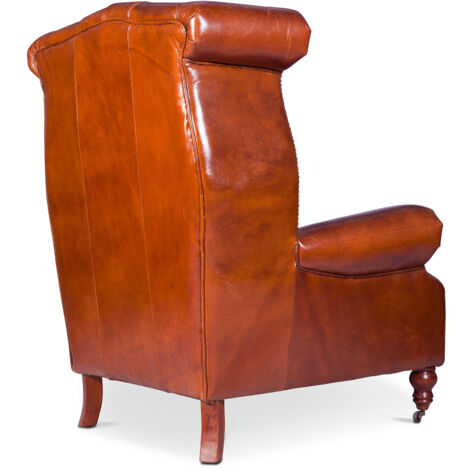 Design Armchair Churchill Lounge - Premium Leather & Wood