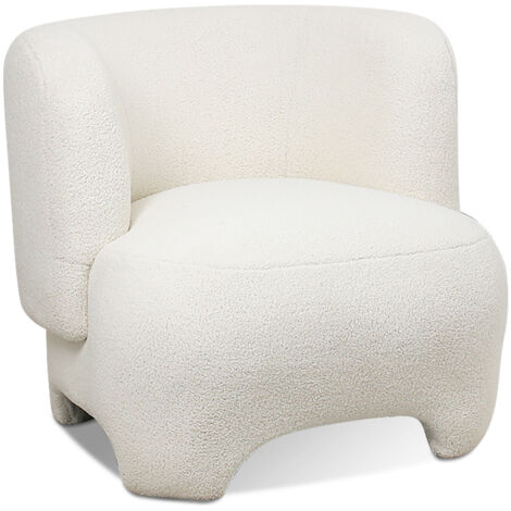 Upholstered Armchair - Bouclé Fabric Lounge Chair - Magnolia White