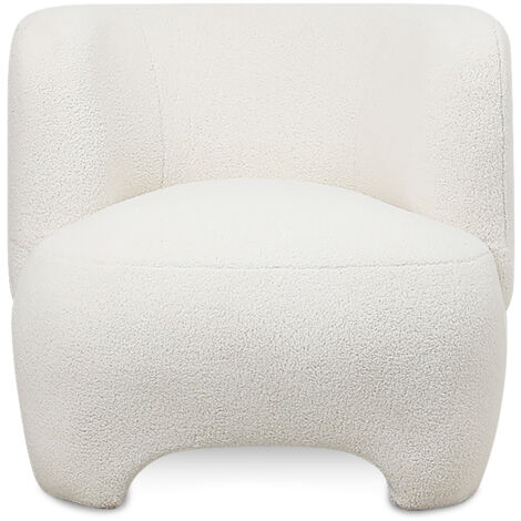 Upholstered Armchair - Bouclé Fabric Lounge Chair - Magnolia White