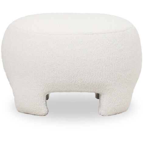 Upholstered Ottoman - Pouf in Bouclé Fabric - Magnolia White (1/5)